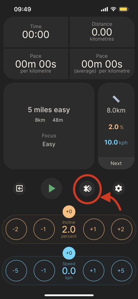 Kinni run screen showing the FitCast control highlighted